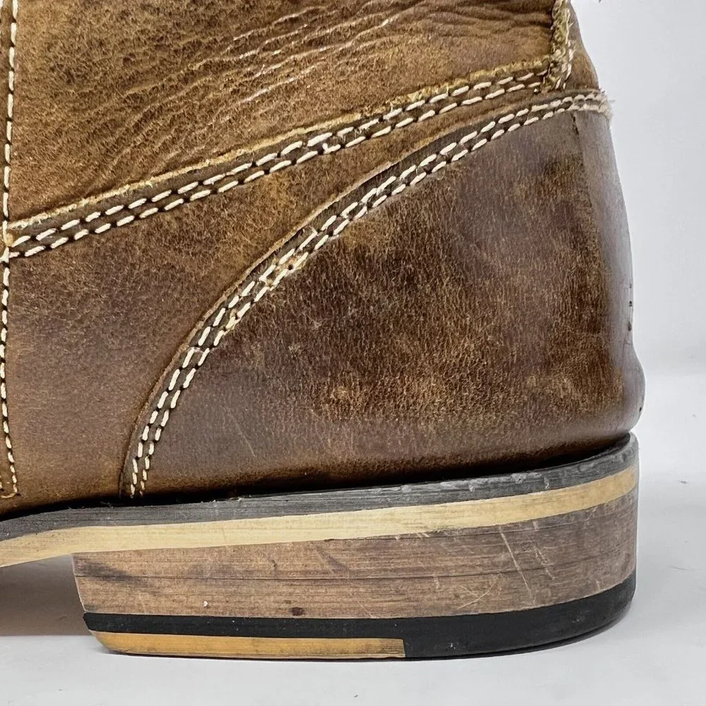 Steve Madden Jabbar Brown Leather Side Zip Ankle Boots Men's Size‎ 11.5--NICE